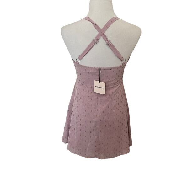 NWT Revolve x Superdown Kiki Dress •M• Mauve Strap criss-cross Fit & Flare Dress - Picture 8 of 13